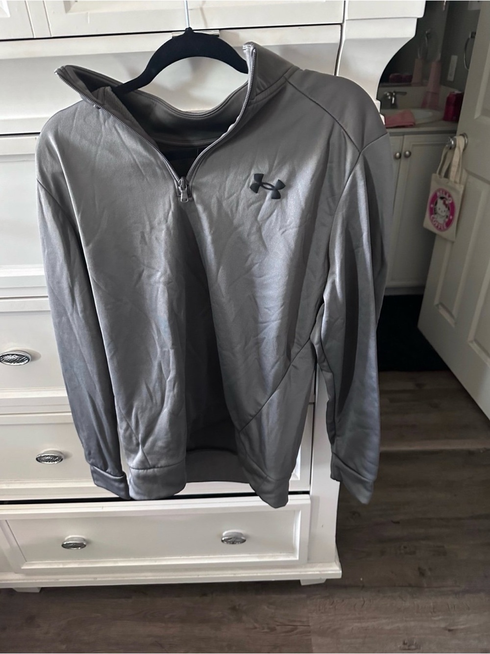 Under Armour Men’s L Blue Black White Crew Neck Pullover Sweatshirt Tie Dye Logo